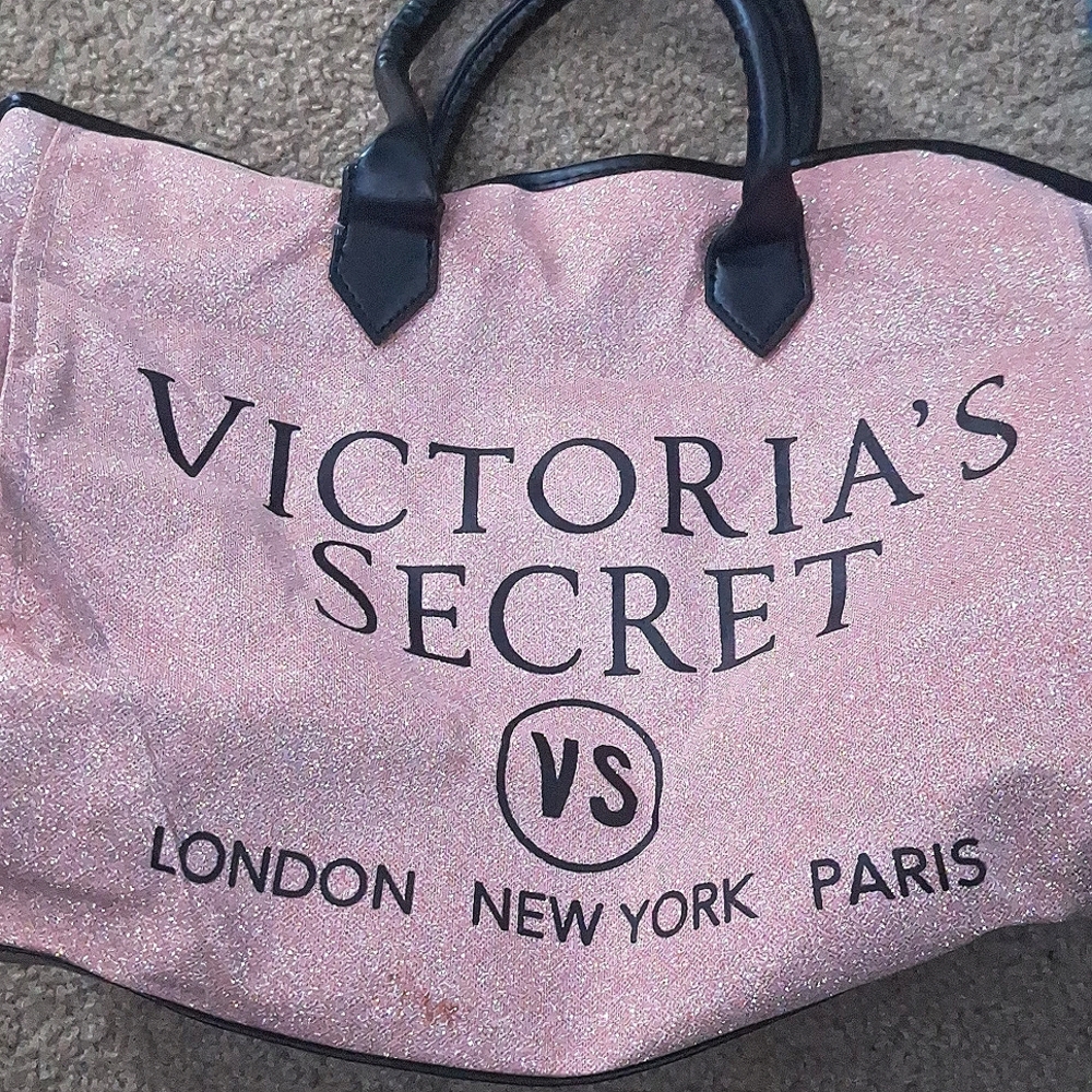 Victorias Secret Limited Edition pink Glitter Weekender Tote Bag 
